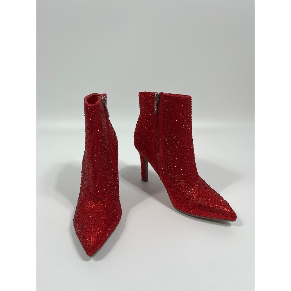 Womens 6.5 Rhinestone Pointed Toe Boots Red‎ Sparkle Festival Concert Going Out